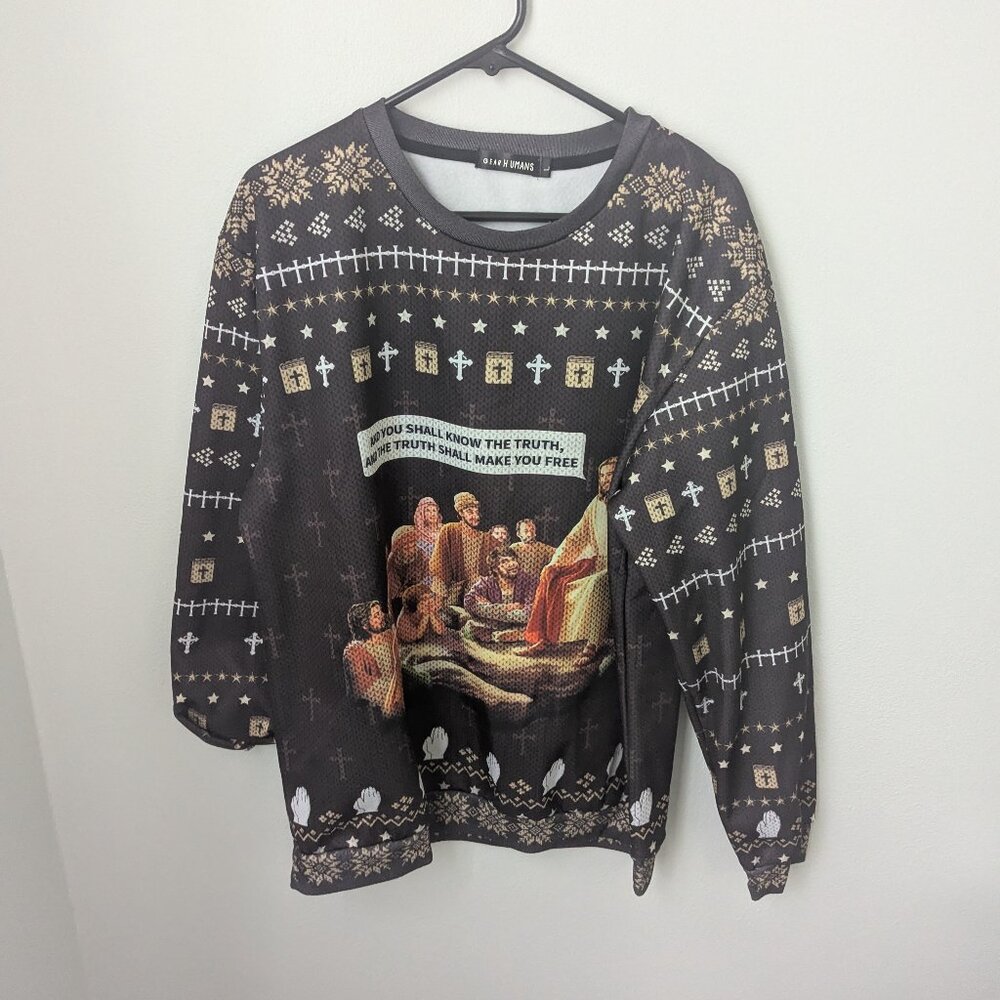 Gearhumans Ugly Christmas Jesus Custom Sweatshirt, Adult Large